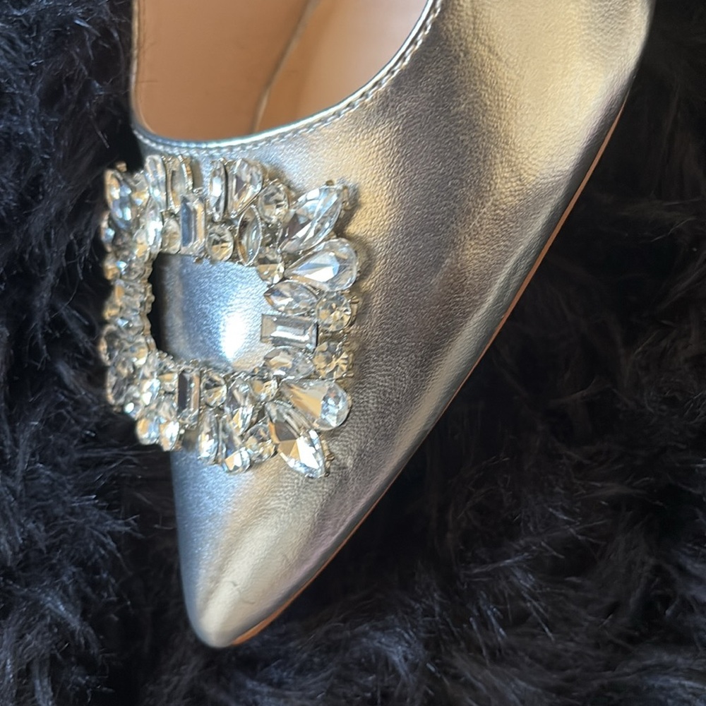 Bonnibel Silver Embellished Slingback Heels - Picture 5 of 7